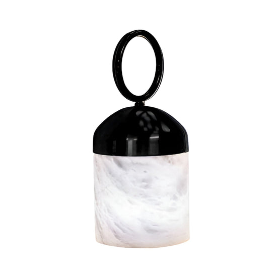 Aurelio LED Ring-Handle Alabaster Table Lamp - Matt Black