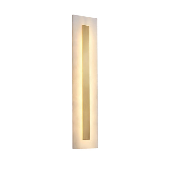 Averra LED Large Rectangle Alabaster Wall Light - Soft White & Brass