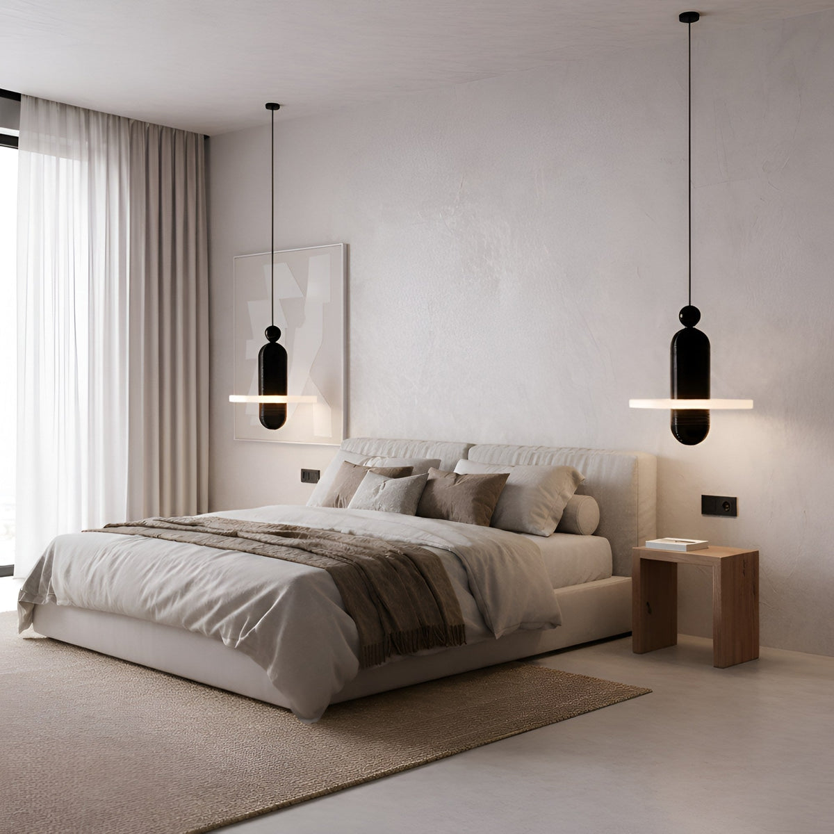 Nyxara LED Tiered Alabaster Pendant Light - Soft White & Matt Black