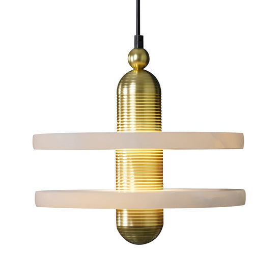 Nyxara LED Double Tiered Alabaster Pendant Light - Soft White & Gold