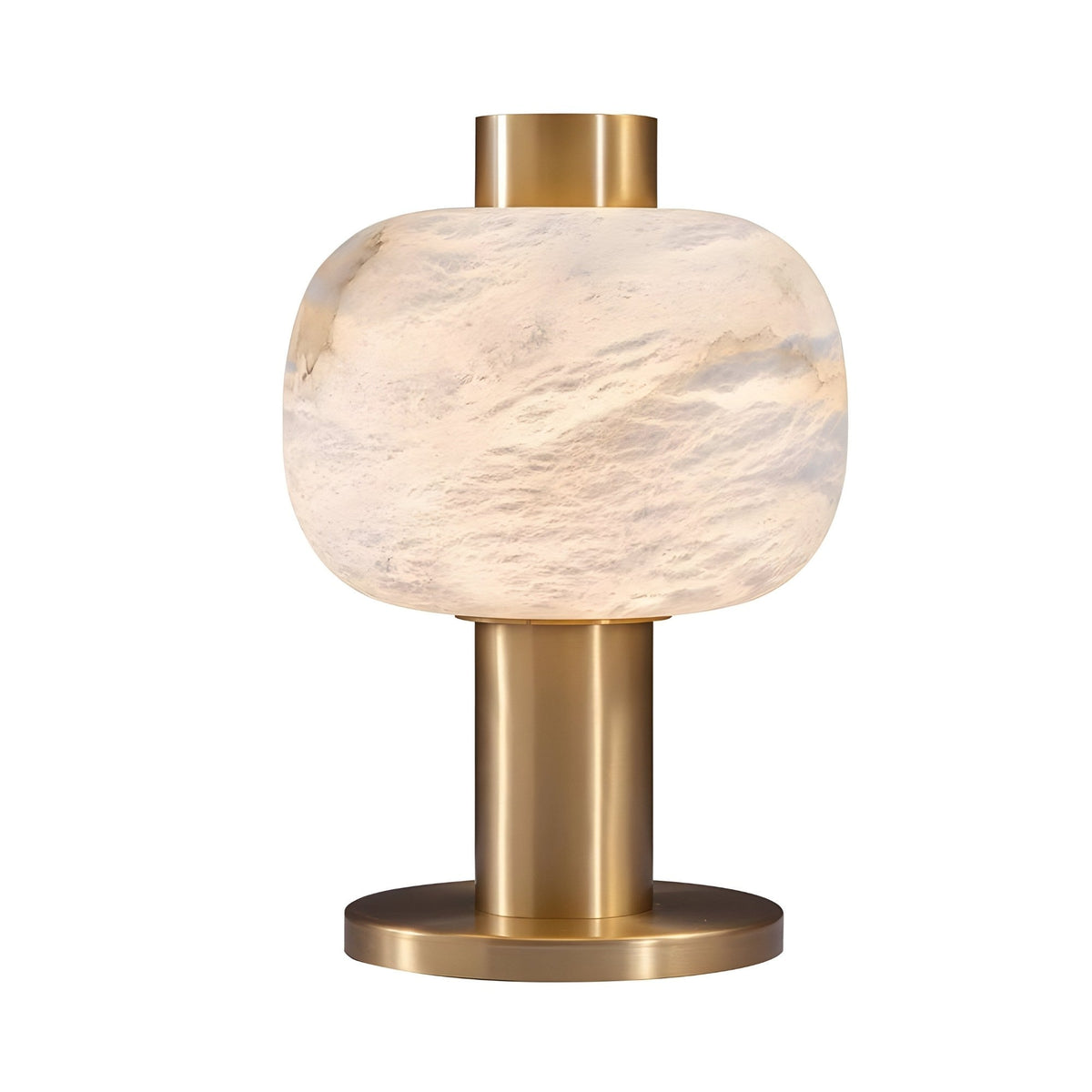 Marveta Small Rounded Alabaster Table Lamp - Brass