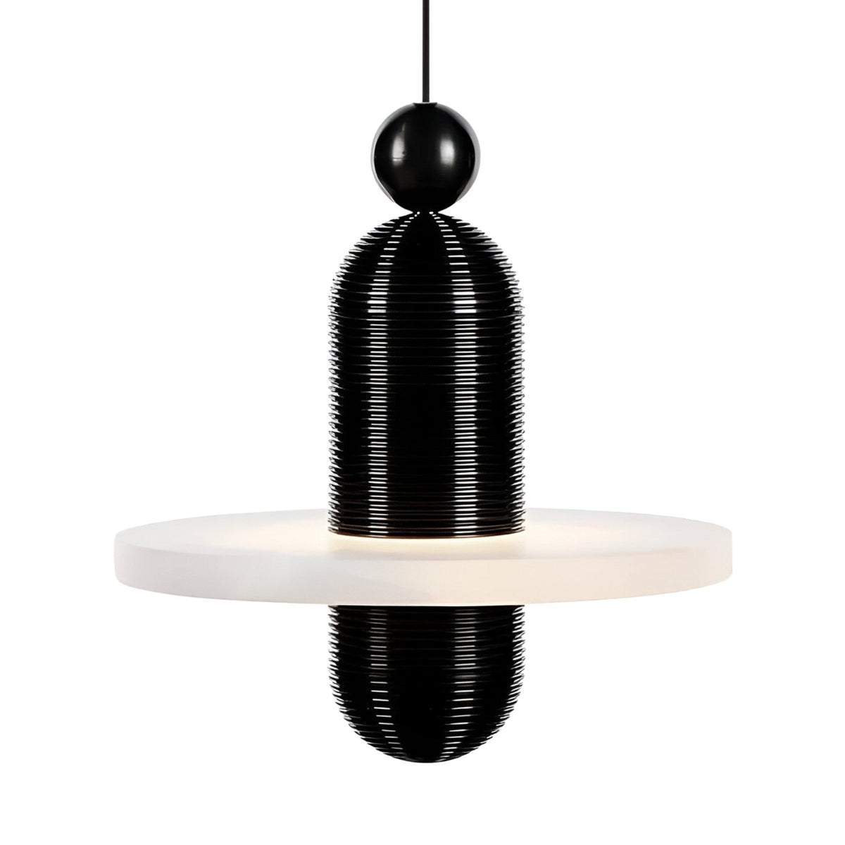 Nyxara LED Tiered Alabaster Pendant Light - Soft White & Matt Black