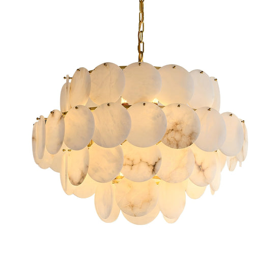 Solyra 21 Light 4 Tier Petal Alabaster Chandelier - Soft White