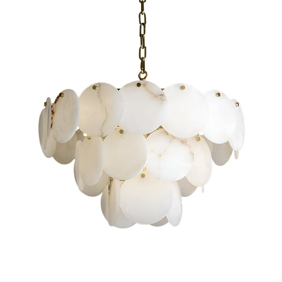Solyra 15 Light 3 Tier Petal Alabaster Chandelier - Soft White