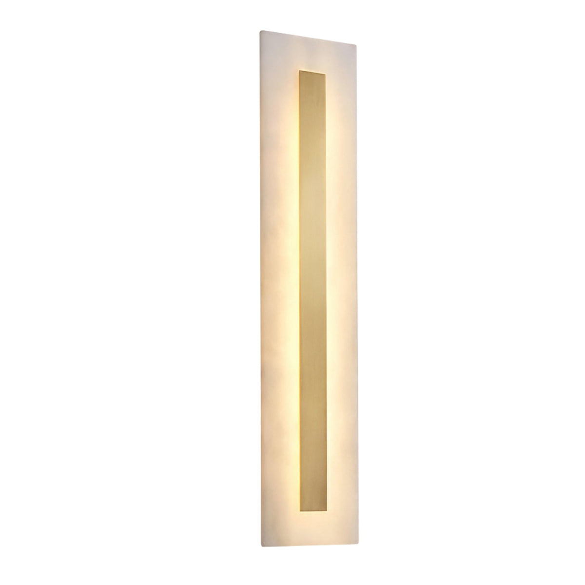 Averra LED Extra Large Rectangle Alabaster Wall Light - Soft White & Brass