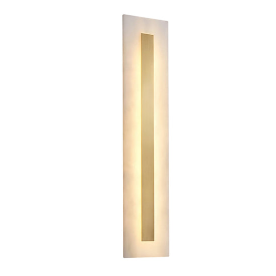Averra LED Extra Large Rectangle Alabaster Wall Light - Soft White & Brass