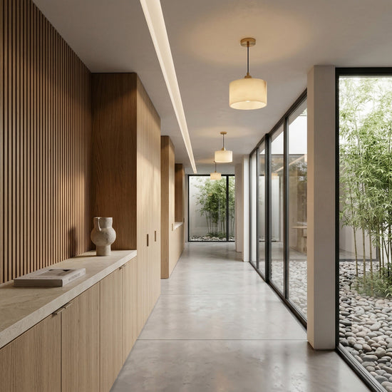 Brinex 1 Light Alabaster Pendant Light - Soft White & Brushed Brass