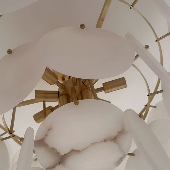 Solyra 21 Light 4 Tier Petal Alabaster Chandelier - Soft White