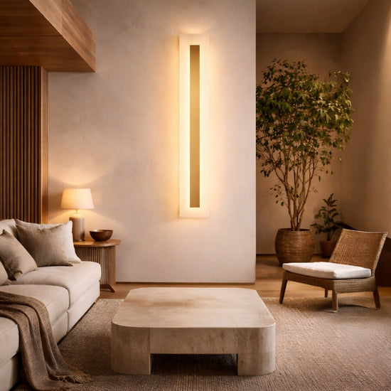 Averra LED Large Rectangle Alabaster Wall Light - Soft White & Brass