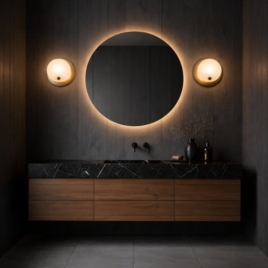 Avelora Round Alabaster Wall Light - Brass & Soft White
