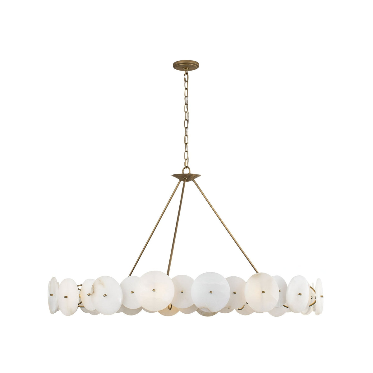 Solaryn LED Alabaster Disc Ring Chandelier - Brass