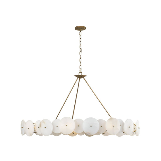 Solaryn LED Alabaster Disc Ring Chandelier - Brass