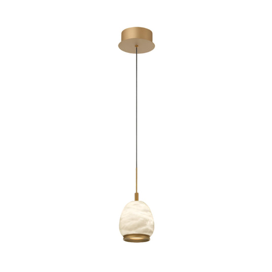 Aurevia LED Alabaster Drop Pendant Light - Brushed Brass
