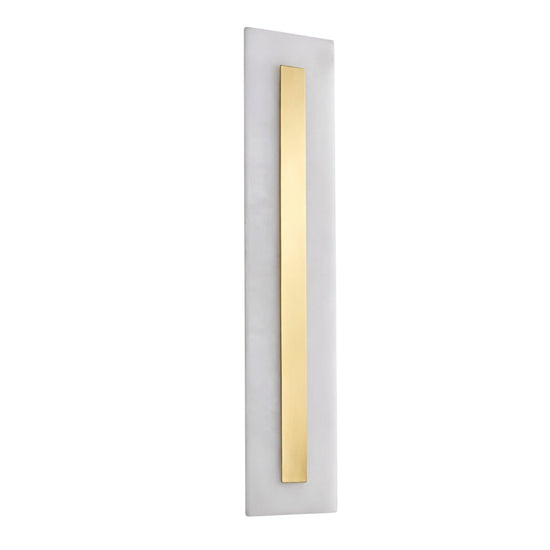 Averra LED Extra Large Rectangle Alabaster Wall Light - Soft White & Brass