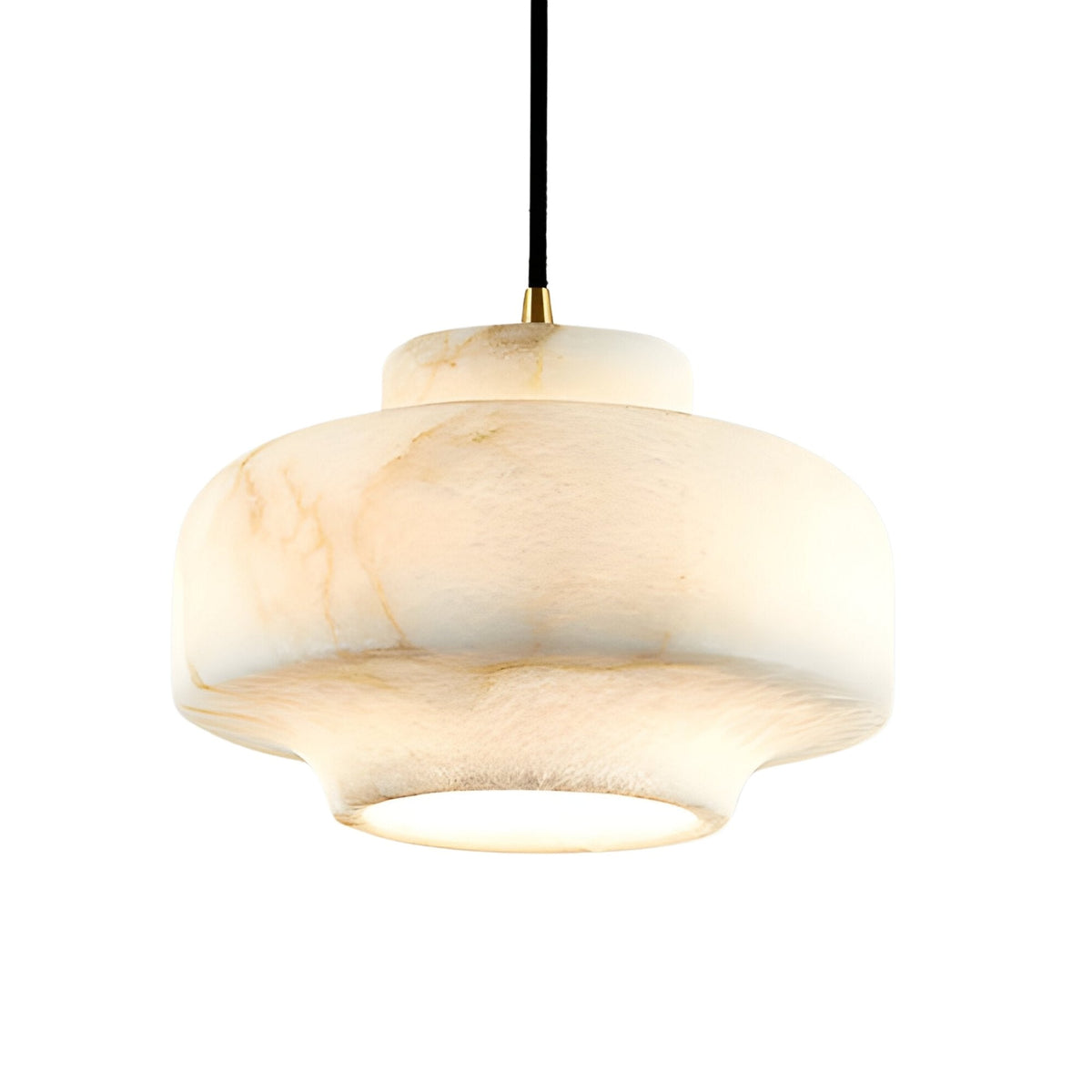 Doreth Large Dome Alabaster Pendant Light - Soft White & Brushed Brass
