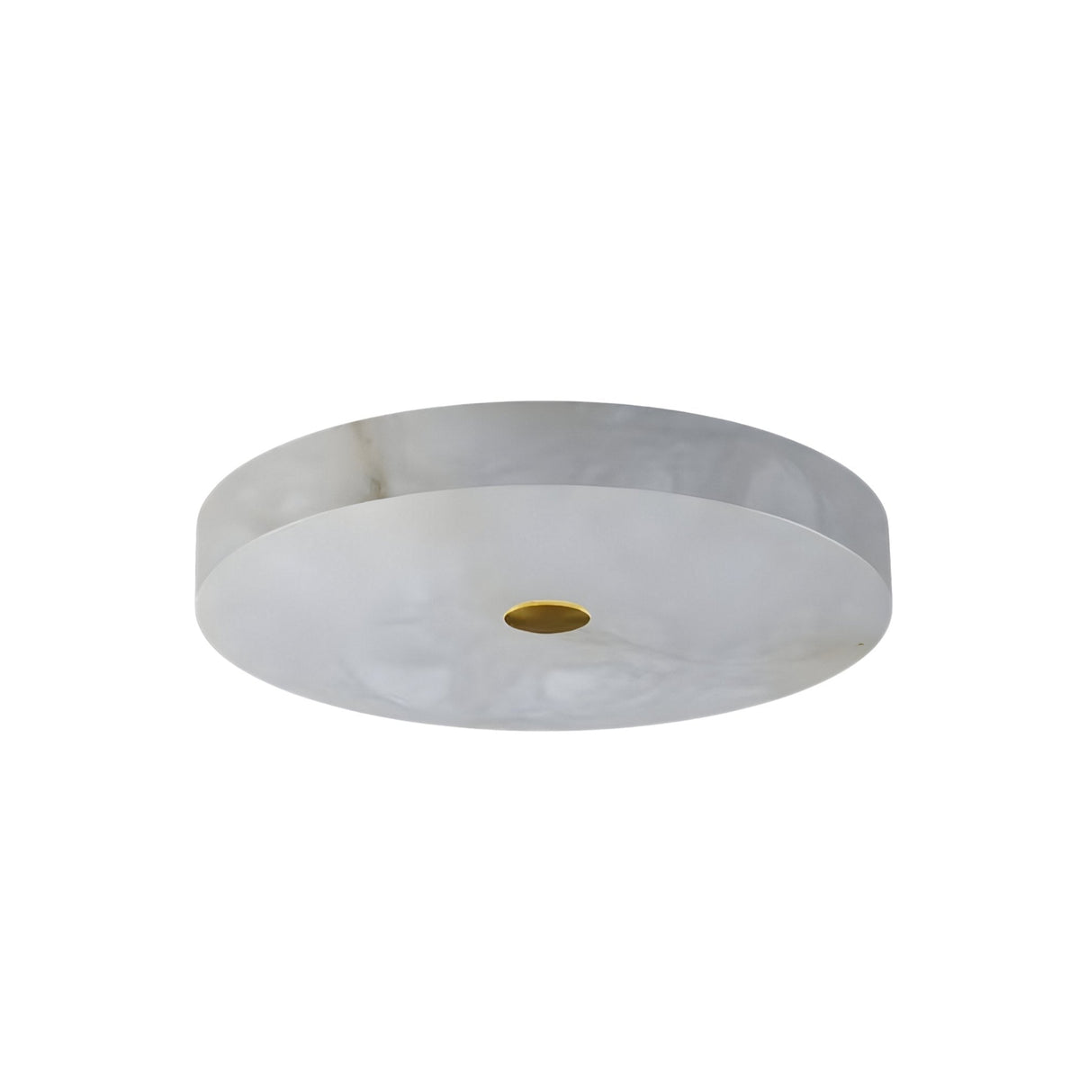Aleron LED Extra Small Round Alabaster Flush Ceiling Light - Soft White & Brushed Brass