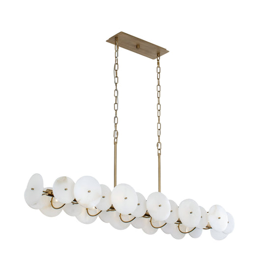 Solaryn LED Linear Alabaster Chandelier - Brass