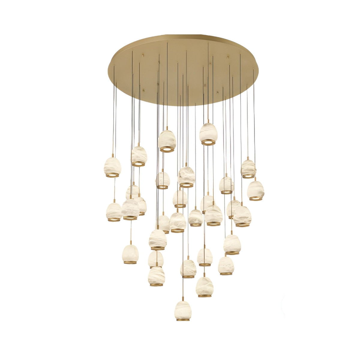 Aurevia 31 Light LED Alabaster Chandelier - Brushed Brass