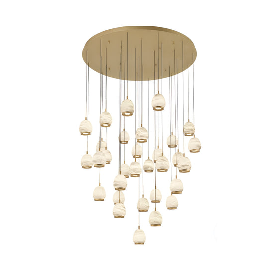 Aurevia 31 Light LED Alabaster Chandelier - Brushed Brass