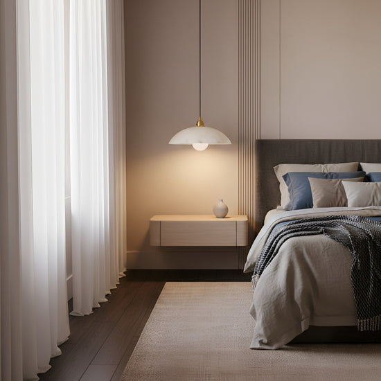 Faylen Alabaster Bowl Pendant Light - Soft White & Brushed Brass