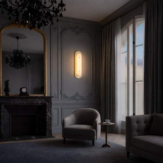 Avelora LED Capsule Alabaster Wall Light Small - Brushed Brass