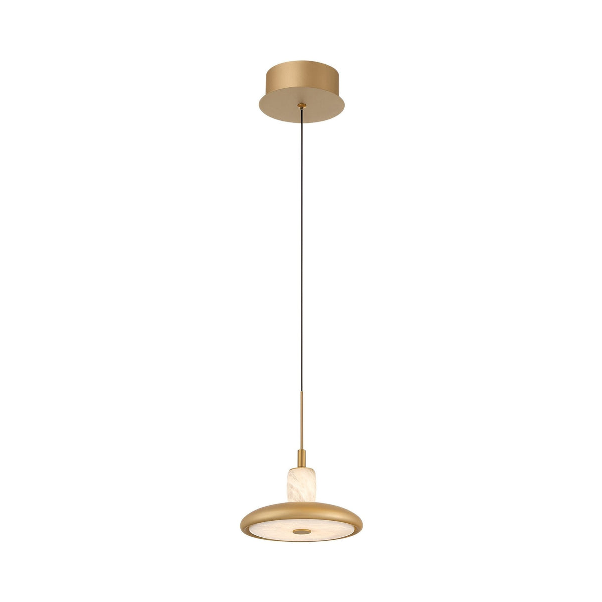 Aurevia LED Disc Alabaster Pendant Light - Brushed Brass