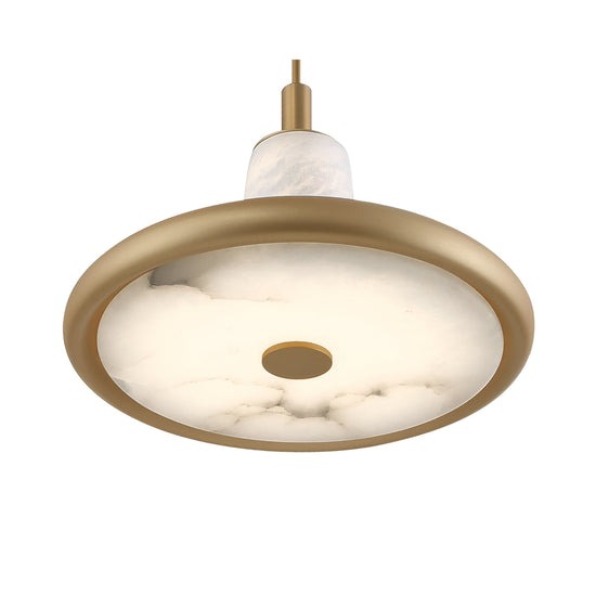 Aurevia LED Disc Alabaster Pendant Light - Brushed Brass