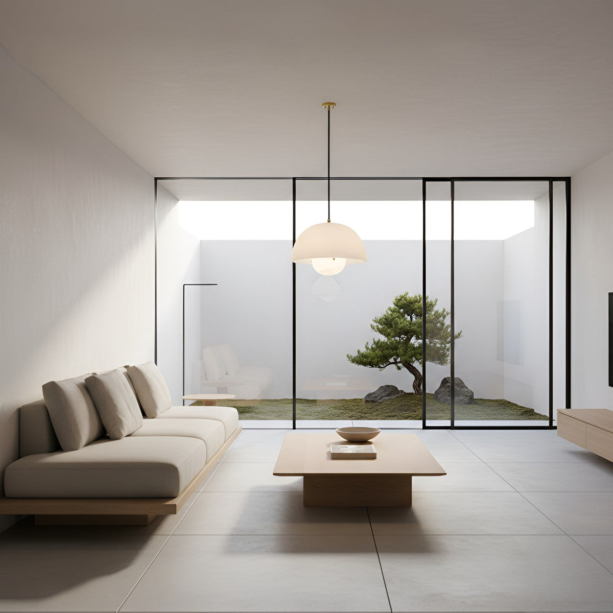 Elvara Alabaster Bowl Pendant Light - Soft White & Brushed Brass