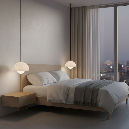 Elvara Alabaster Bowl Pendant Light - Soft White & Brushed Brass