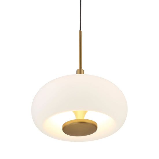 Aurevia LED Dome Alabaster Pendant Light - Brushed Brass