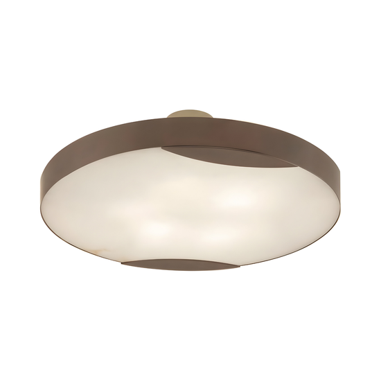 Marea Round LED Alabaster Semi-Flush Ceiling Light - Matte Black