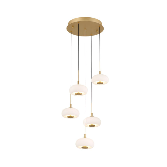 Aurevia 5 Light LED Alabaster Cluster Chandelier - Brushed Brass