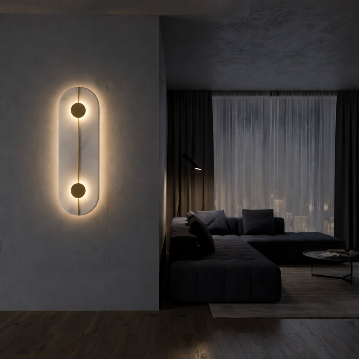 Elaris LED Capsule Alabaster Wall Light - Soft White & Brass