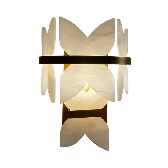 Petraia Floral Alabaster Wall Light - Brushed Brass