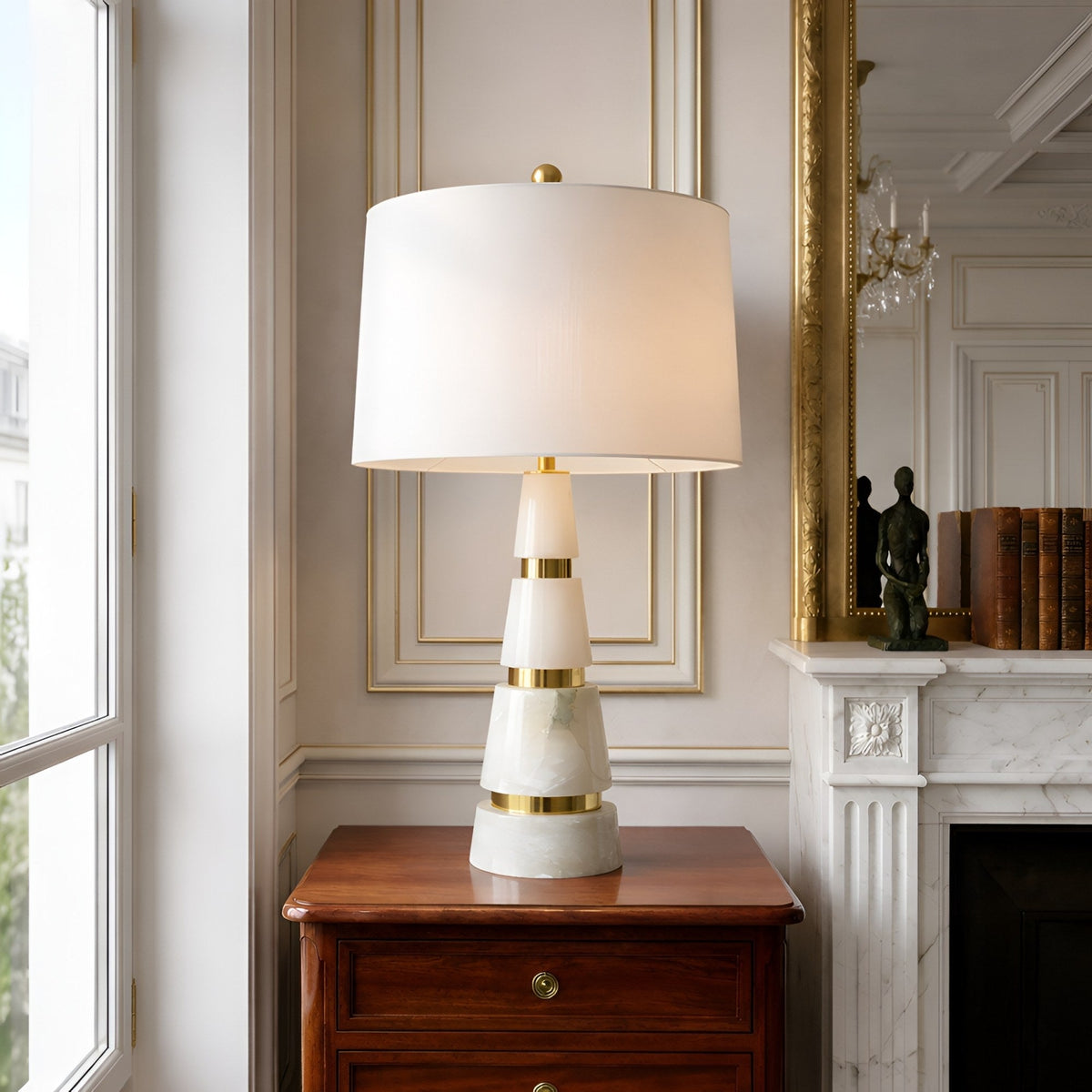 Zarethis 1 Light Stacked Alabaster Table Lamp - Brass & Soft White