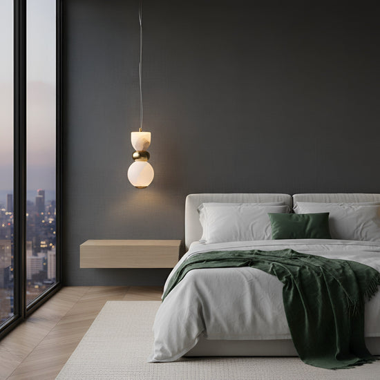 Elarin LED Stacked Alabaster Pendant Light - Brushed Brass