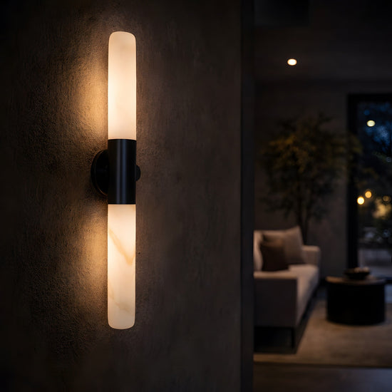 Averin LED Alabaster Wall Light - Matte Black