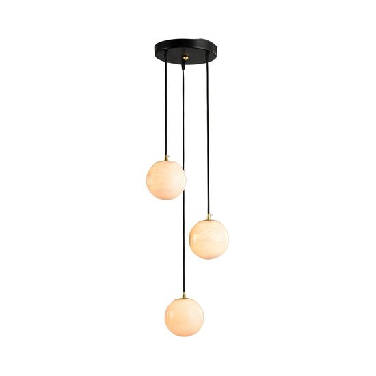 Lyvane 3 Light Alabaster Globe Cluster Chandelier - Matte Black