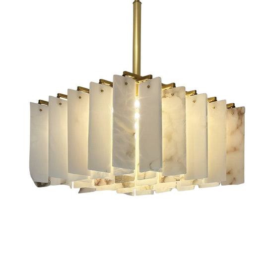 Lunaro 20 Light Tiered Alabaster Chandelier - Brushed Brass