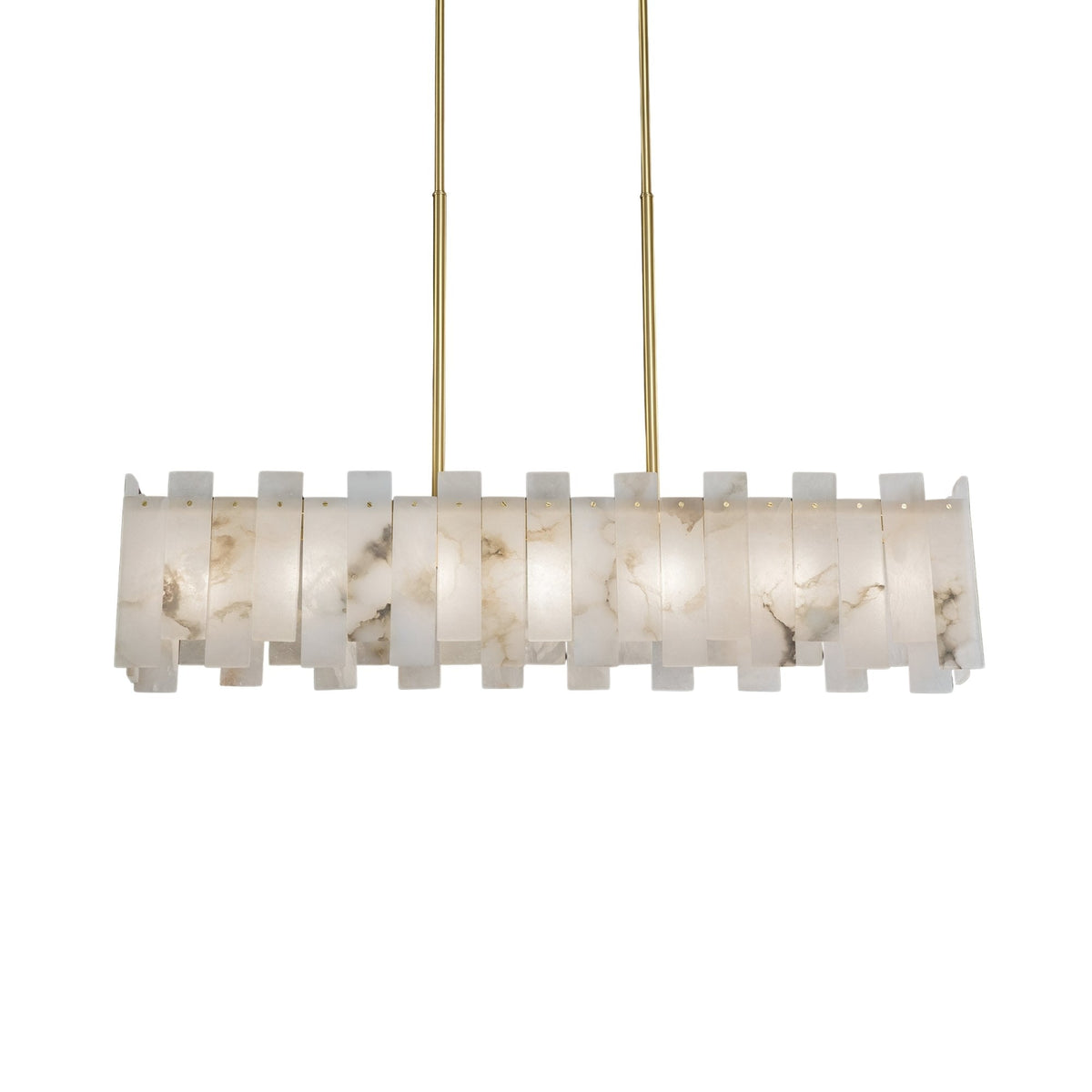 Lunaro Linear Panel Alabaster Chandelier - Brushed Brass