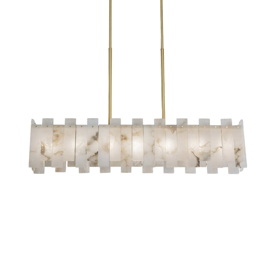 Lunaro Linear Panel Alabaster Chandelier - Brushed Brass