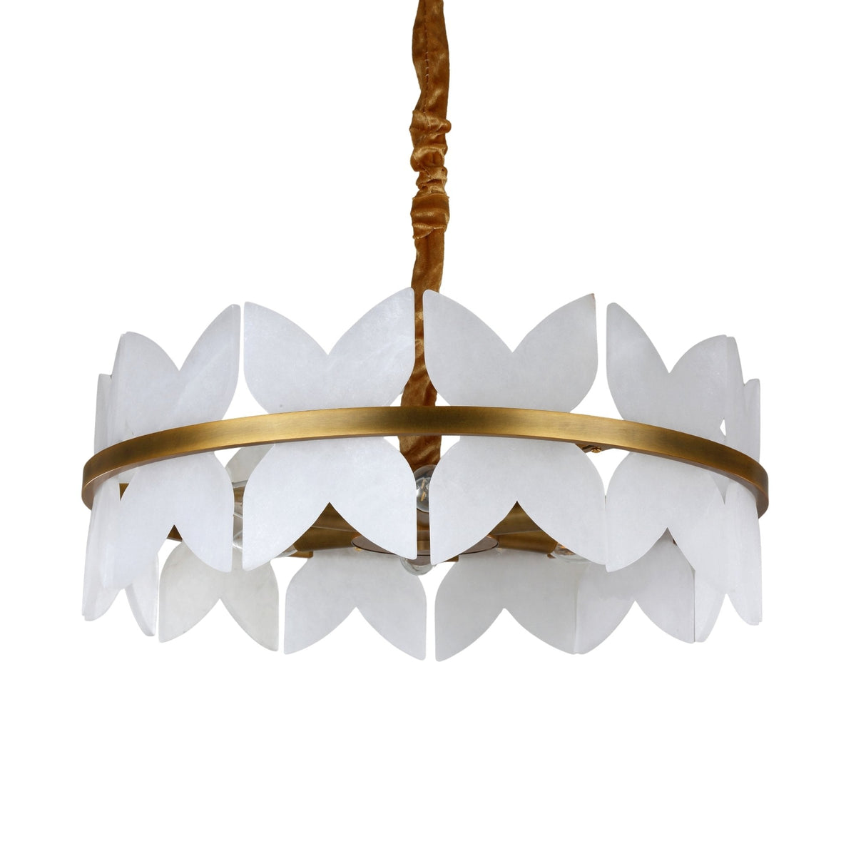 Petraia 6 Light Floral Alabaster Chandelier - Brushed Brass