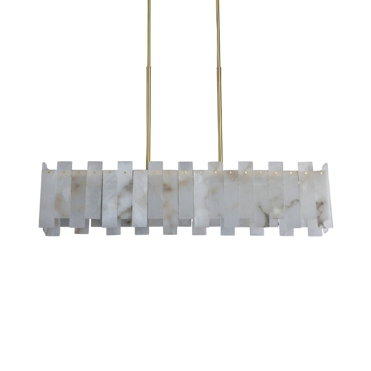 Lunaro Linear Panel Alabaster Chandelier - Brushed Brass