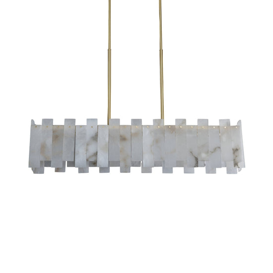 Lunaro Linear Panel Alabaster Chandelier - Brushed Brass