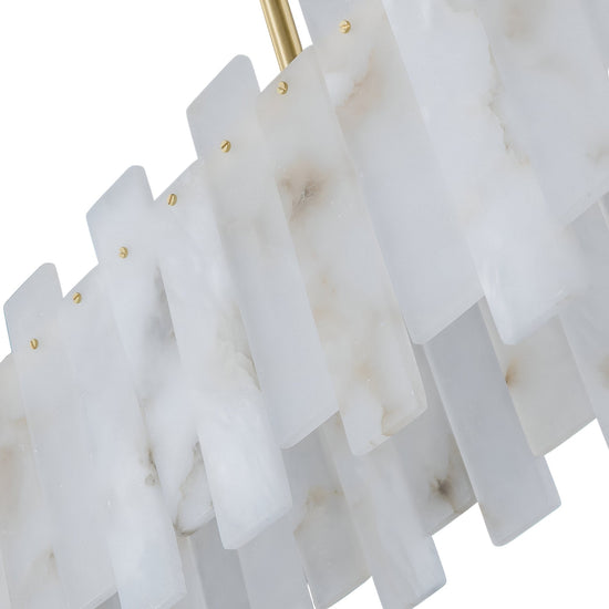 Lunaro Linear Panel Alabaster Chandelier - Brushed Brass