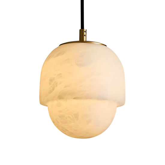 Esmira Layered Dome Alabaster Pendant Light - Brushed Brass