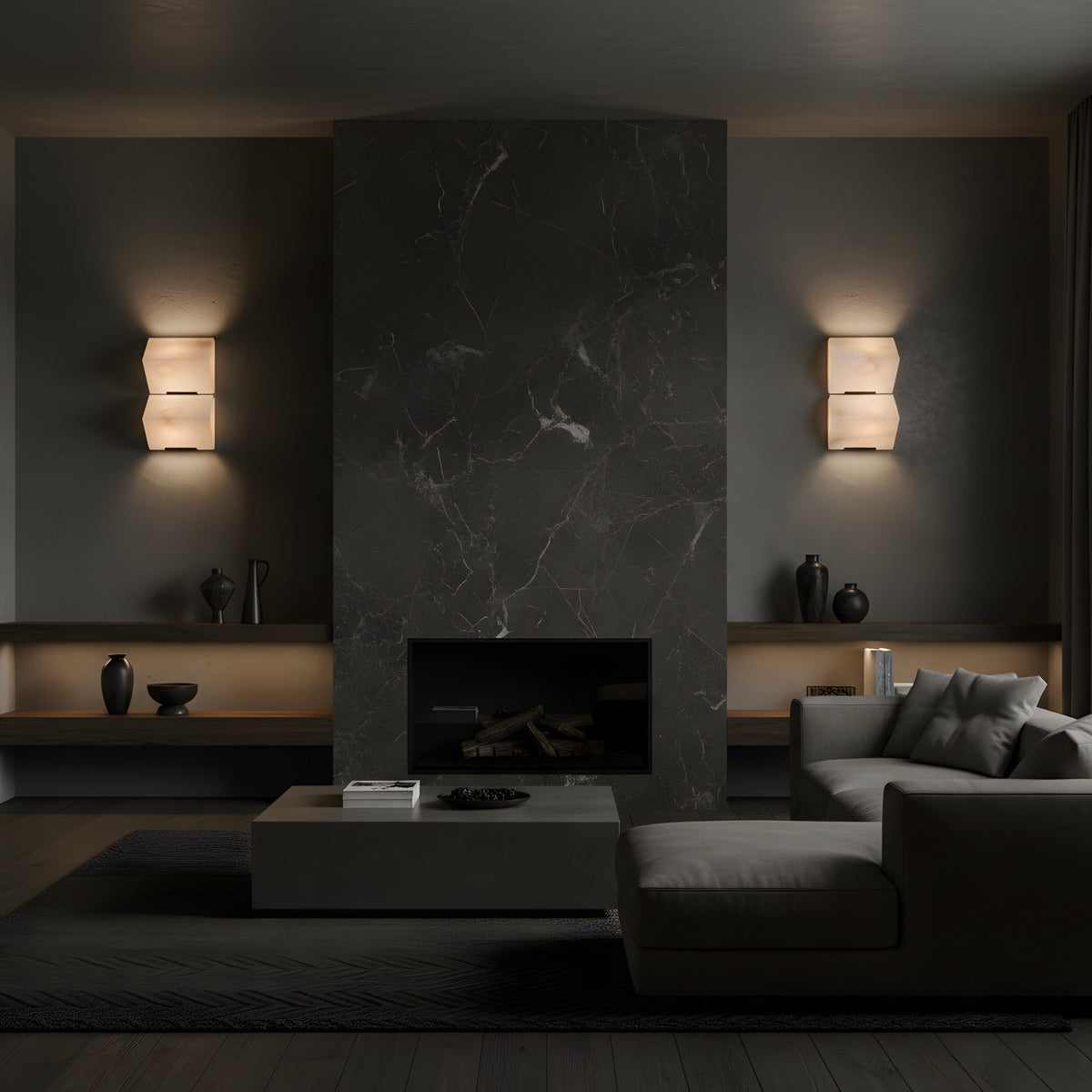 Glorina LED Stacked Alabaster Wall Light Small - Soft White