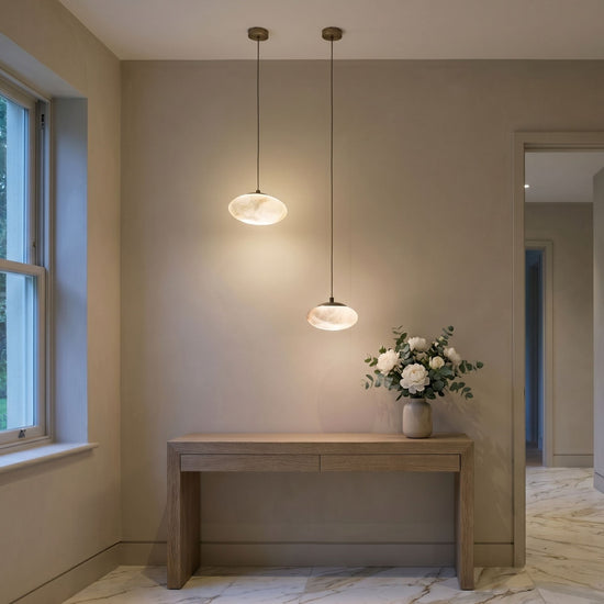 Solenne Alabaster Orb Pendant Light - Matt Black