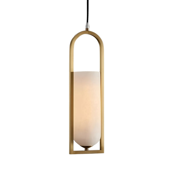 Arvion Slim Capsule Alabaster Pendant Light - Brushed Brass