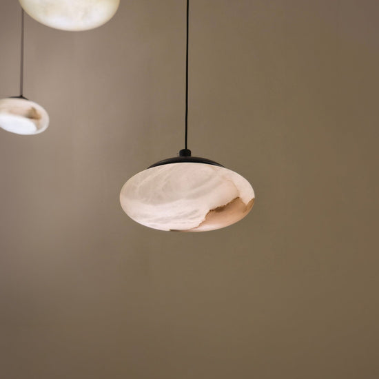 Solenne Small Alabaster Orb Pendant Light - Matt Black